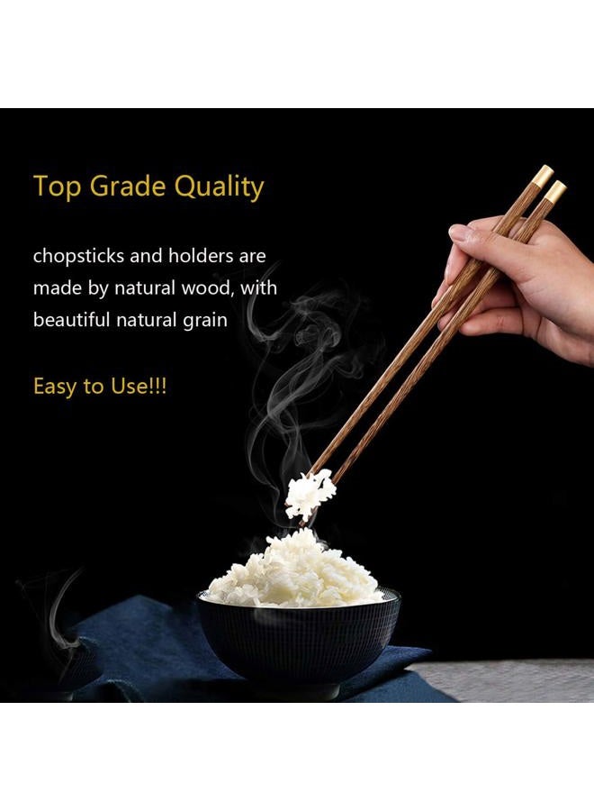 Kenpal Wooden Chopsticks Reusable with Case, Chinese Chopsticks Set with Holder 2 Pair (Wenge) - Image 4