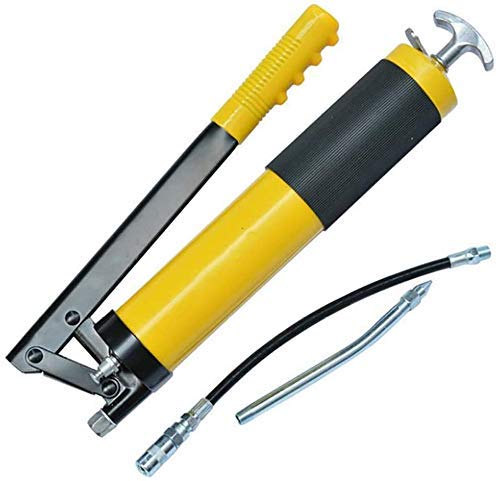 Volbit 10000 Heavy Duty Pistol Grip Grease Gun Lubrication 14oz Anodized Aluminum Canister Includes 12 inch Flex Hose and 512 Metal Extension with Coupler 3Way Loading Black - Image 1