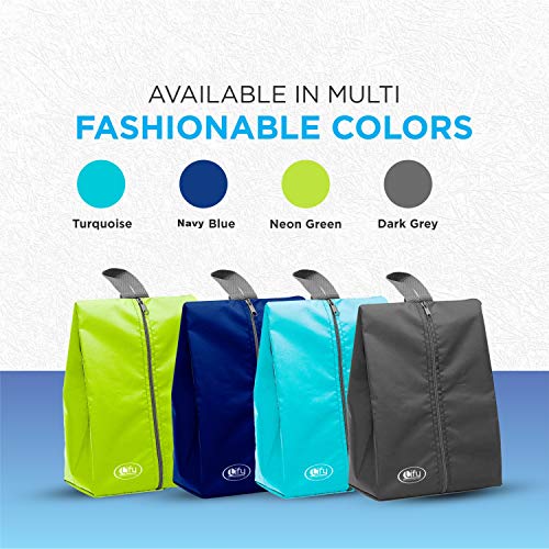 Lify Shoe Storage Organizer Bags Set, Water-Resistant Nylon Fabric with Sturdy Zipper for Traveling (12 Piece Pack) (Aqua Blue(Turquoise) & Florescent(Neon Green)) - Image 3