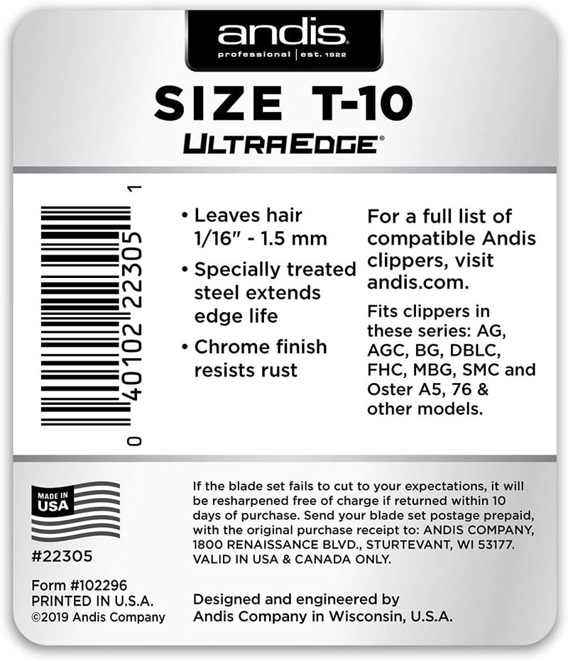 Andis CarbonInfused Steel UltraEdge Dog Clipper Blade SizeT10 16Inch Cut Length 22305 - Image 2