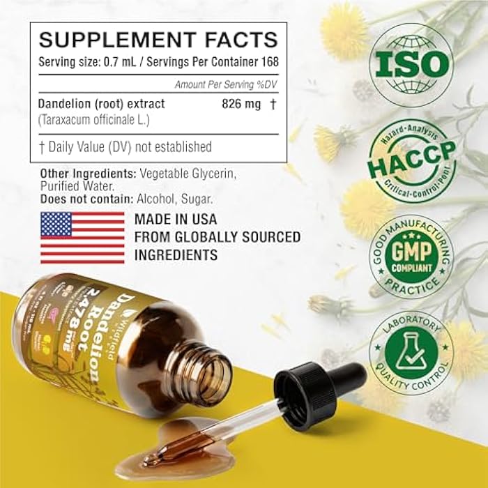 WILDFIELD HERBS 4 Oz Dandelion Root Extract Liquid Drops - Liver & Kidney Support | 2 Month Supply | - Made in USA - Liver Support Supplement - Alcohol & Sugar Free - Image 3