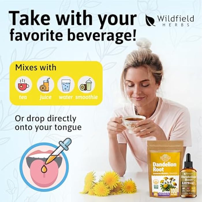 WILDFIELD HERBS 4 Oz Dandelion Root Extract Liquid Drops - Liver & Kidney Support | 2 Month Supply | - Made in USA - Liver Support Supplement - Alcohol & Sugar Free - Image 5