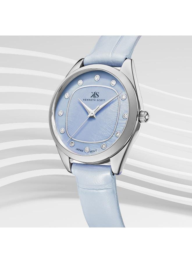 KENNETH SCOTT Kenneth Scott K24508-SLLL Women's Analog Display Watch & Polyurethane Strap Blue  - Image 3