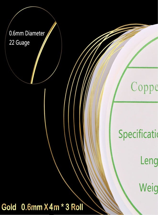 MIKIMIQI 3 Pack Jewelry Wire - 22 Gauge Tarnish Resistant Copper Beading Wire for Jewelry Making, 0.6mm X 4m Each (Gold) - Image 4