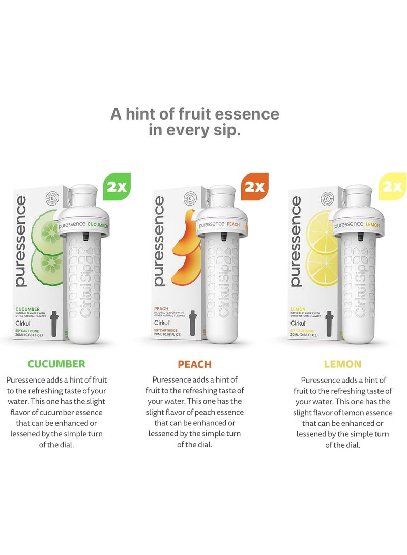 Cirkul Puressence Flavor Cartridge Variety Pack, Unsweetened, 6-Pack (2 Cucumber, 2 Peach, 2 Lemon) - Image 3