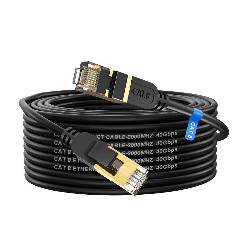 cat gruciso Cat 8 Ethernet Cable, 50FT High Speed Heavy Duty 26AWG Cat8 LAN Network Cable 40Gbps, 2000Mhz with Gold Plated RJ45 Connector, Outdoor&Indoor Internet Cable Compatible for Router Gaming Modem Xbox - Image 1