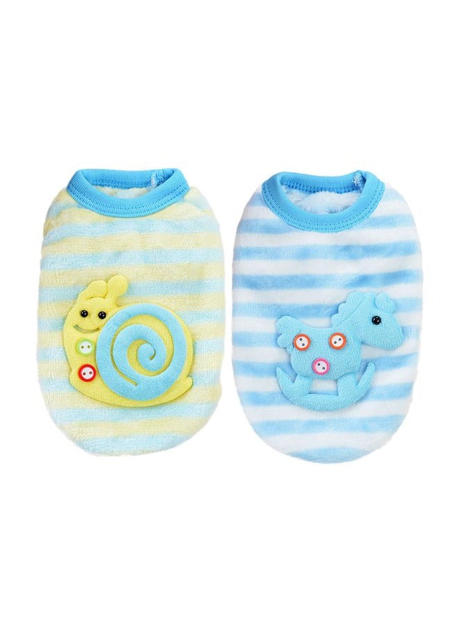 2 Pieces 0.8-1.5lb Teacup Dog Clothes Dog Sweaters for Small Dogs Girl Winter Fleece Doggie Clothes Cute Warm Puppy Sweater Size Chihuahua Pet Outfit Blue (XXX-Small) - Image 1