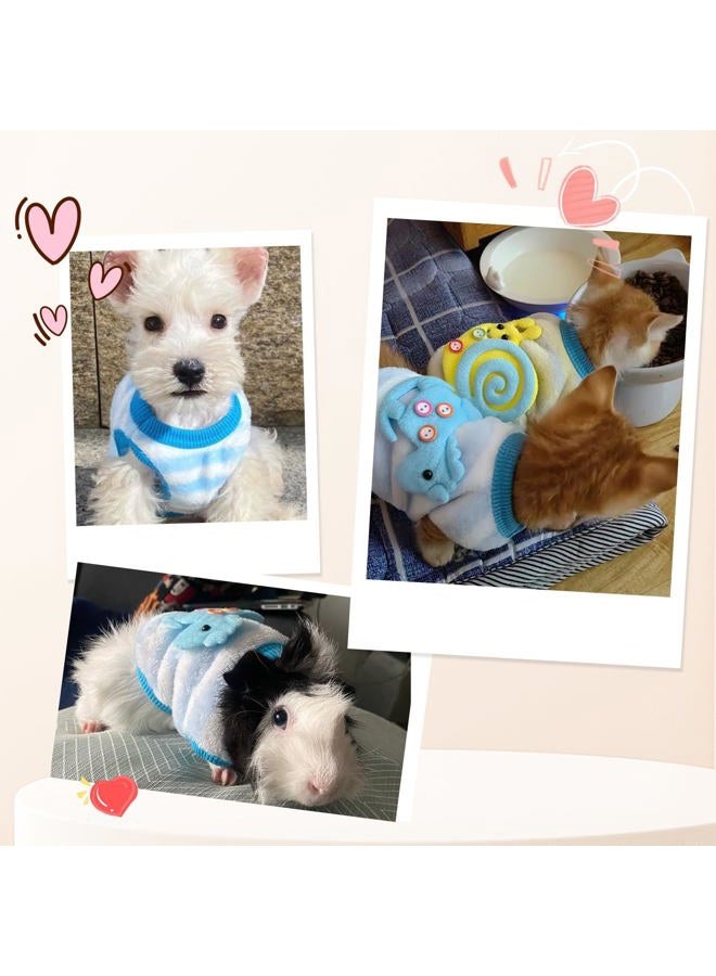 2 Pieces 0.8-1.5lb Teacup Dog Clothes Dog Sweaters for Small Dogs Girl Winter Fleece Doggie Clothes Cute Warm Puppy Sweater Size Chihuahua Pet Outfit Blue (XXX-Small) - Image 2