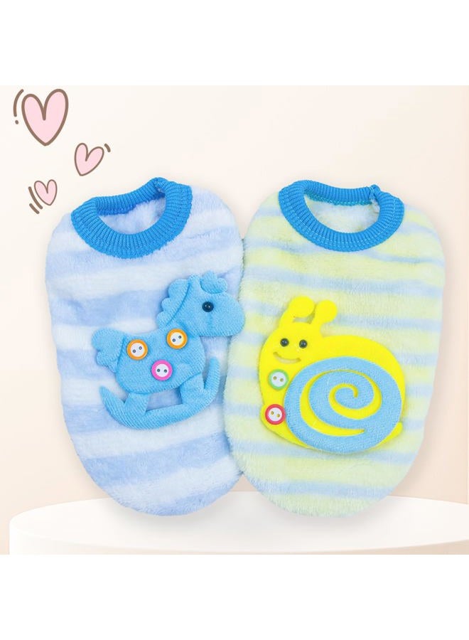 2 Pieces 0.8-1.5lb Teacup Dog Clothes Dog Sweaters for Small Dogs Girl Winter Fleece Doggie Clothes Cute Warm Puppy Sweater Size Chihuahua Pet Outfit Blue (XXX-Small) - Image 4