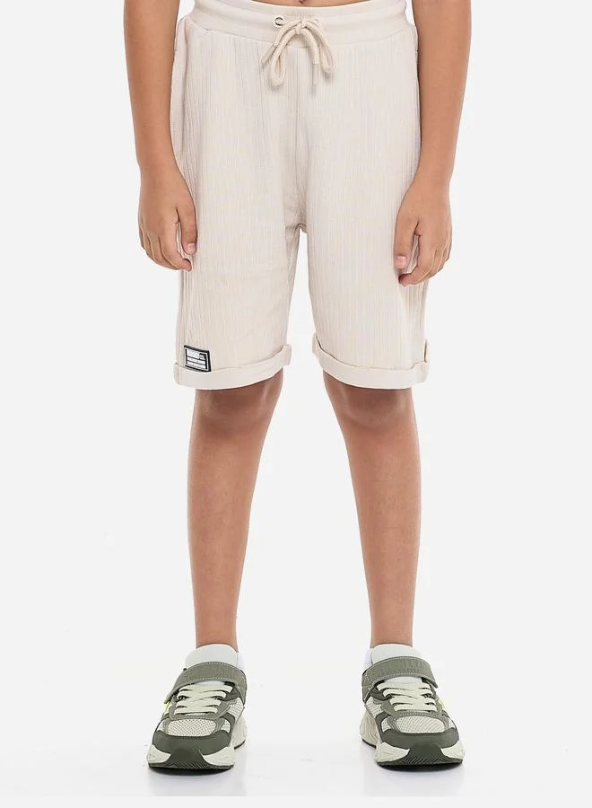 victor and jane Victor And Jane Boys Beige Textured Polo T-Shirt and Shorts Set