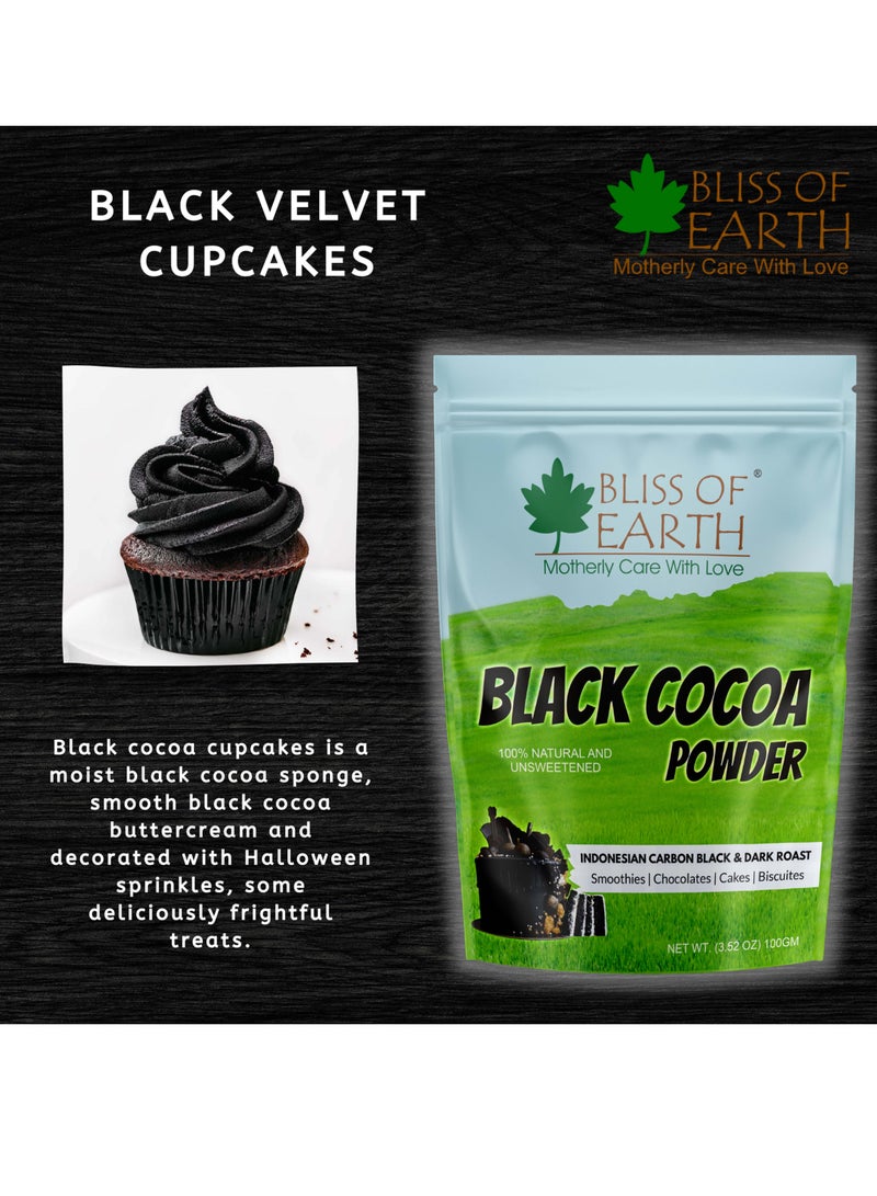 BLISS OF EARTH Black Cocoa Powder Natural and Unsweetened Carbon Black & Dark Roast Perfect for Cooking & Baking Cakes Biscuits Oreo Chocolates Smoothies 100GM Pack of 3 - Image 5