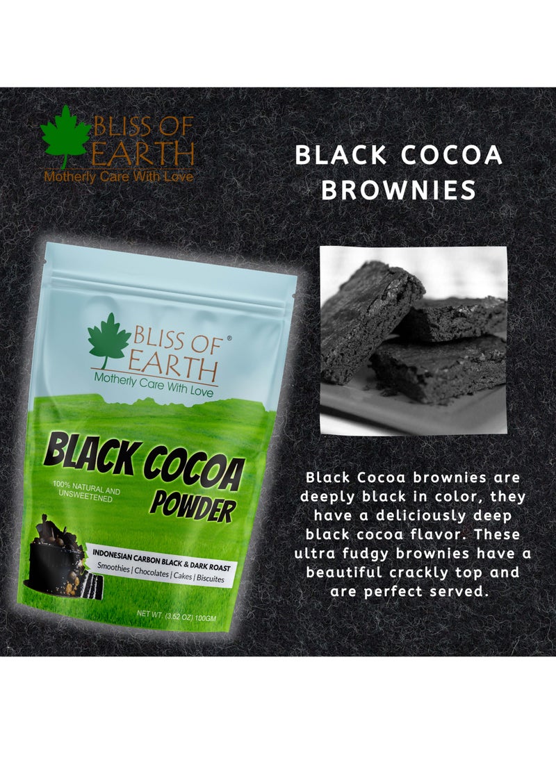 BLISS OF EARTH Black Cocoa Powder Natural and Unsweetened Carbon Black & Dark Roast Perfect for Cooking & Baking Cakes Biscuits Oreo Chocolates Smoothies 100GM Pack of 3 - Image 4
