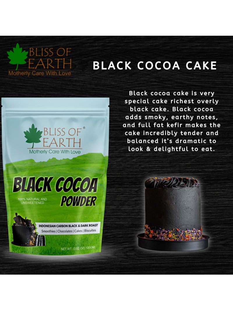 BLISS OF EARTH Black Cocoa Powder Natural and Unsweetened Carbon Black & Dark Roast Perfect for Cooking & Baking Cakes Biscuits Oreo Chocolates Smoothies 100GM Pack of 3 - Image 3