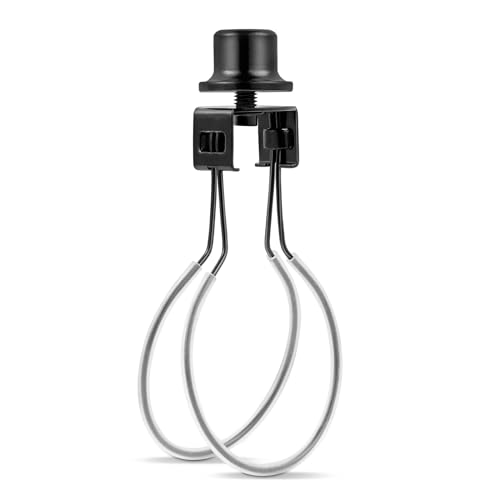 QVQCWD Lamp Shade Holder,Lamp Shade Light Bulb Clip Adapter,Clip On Lampshade Adapter Includes Finial and Lampshade Levellers,Spring Clip for Light Bulb (Black) - Image 1