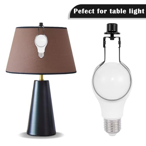 QVQCWD Lamp Shade Holder,Lamp Shade Light Bulb Clip Adapter,Clip On Lampshade Adapter Includes Finial and Lampshade Levellers,Spring Clip for Light Bulb (Black) - Image 5