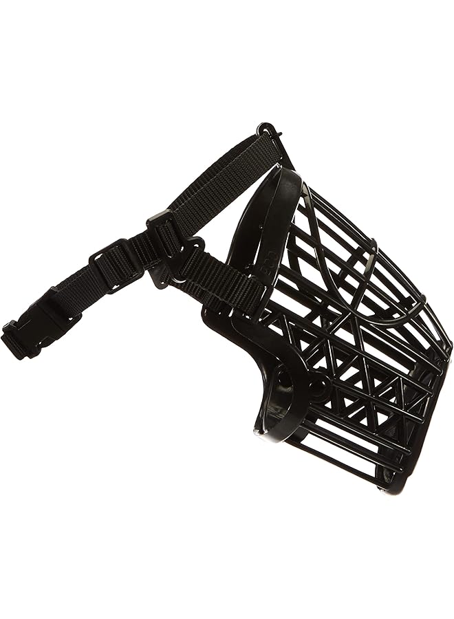 Trixie Plastic Dog Muzzle With Snout Nylon Strap 26 Cm Large Black - Image 1