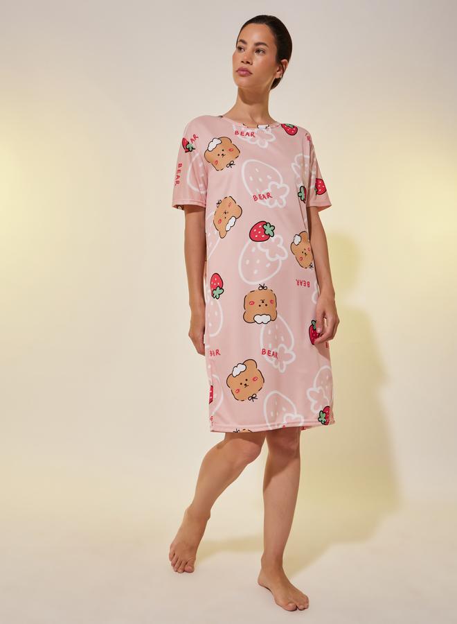 Take Two Take Two All Over Bear Print Short Sleeve Nightdress  - Image 1