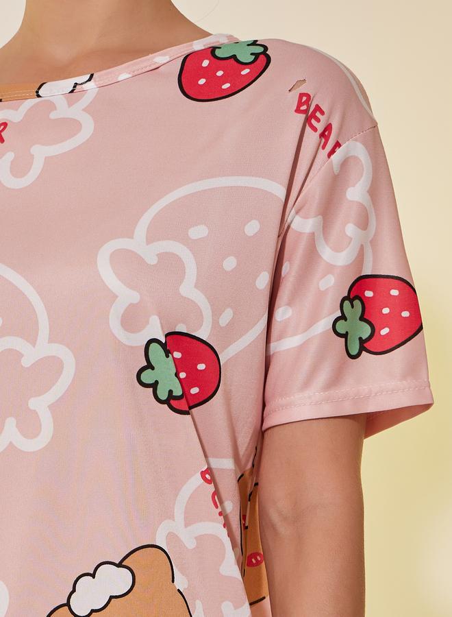 Take Two Take Two All Over Bear Print Short Sleeve Nightdress  - Image 3