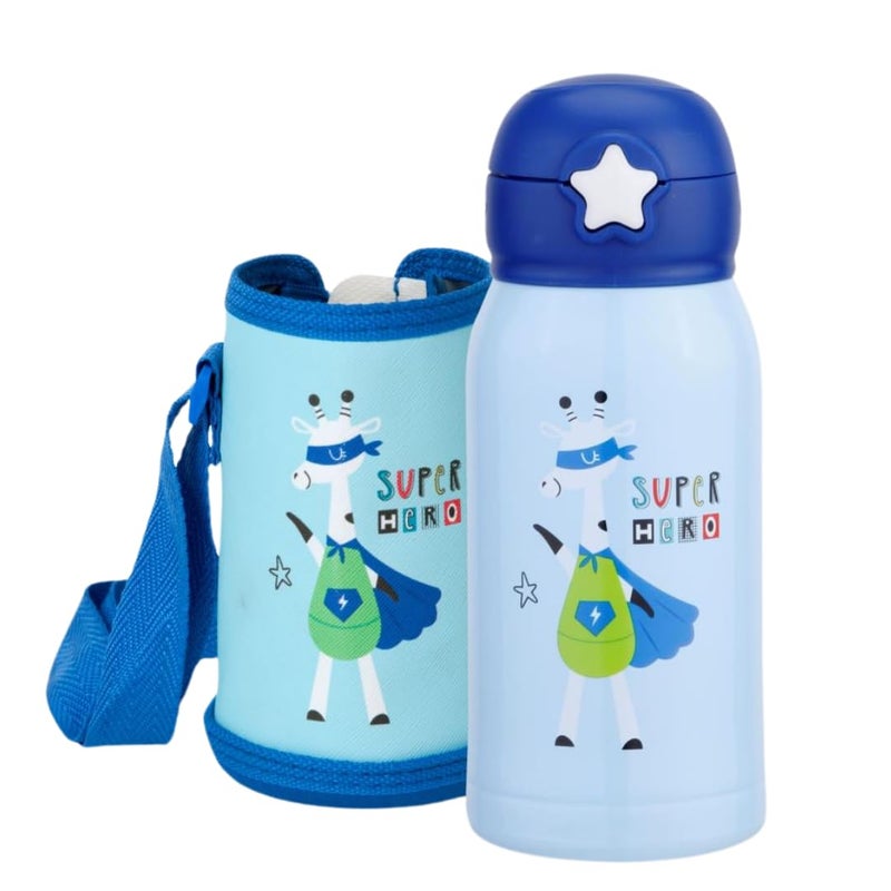 Clay Craft Vacbott Vaccum Bottle Kids Double Walled 24 Hours Hot and Cold Water Bottle 550ml Super Hero Steel Water Bottles for School Office Home Gym Leakproof Rust free Steel Bottle