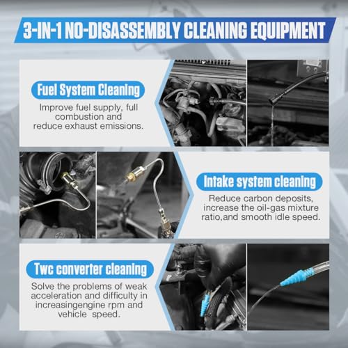 DUOYI Fuel Injector Cleaner Kit 1000ML 150PSI Non-Dismantle Fuel Injector Tester and Cleaner Kit, throttle valve/TWC/exhaust pipe/intake manifold Cleaning Tool with 40pcs Accessories, for All Petrol Cars - Image 3