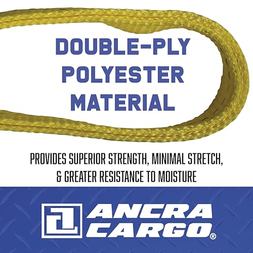 Ancra Cargo, 2" x 12' Double Ply, Reinforced Tapered Loop, Eye-to-Eye Lifting Sling, Yellow, Polyester Webbing, Protective Wear Sleeve, 3 Rigging Variants, Moisture Wicking - Image 3