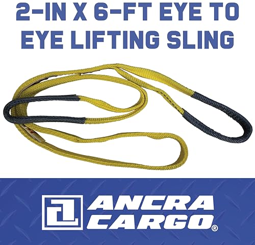 Ancra Cargo, 2" x 12' Double Ply, Reinforced Tapered Loop, Eye-to-Eye Lifting Sling, Yellow, Polyester Webbing, Protective Wear Sleeve, 3 Rigging Variants, Moisture Wicking - Image 2