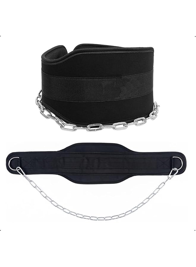 X spring Weight Lifting Belt Dip Belt with Chain For Weightlifting Premium Pull Up Belt for Weight Lifting Squat Training Fitness Men and Women Workout Belt with Comfortable Neoprene Support - Image 1