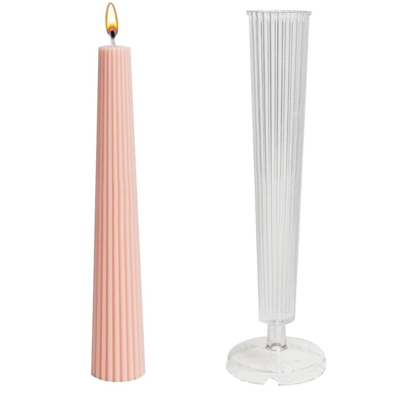 Shoppeecity Long Pole Candle Mould I Flat Head Striped Pillar Column Cylinder Acrylic Candlestick Wax Mold I for DIY Handmade Ornament Aromatherapy Cake Home Wedding Dinner Party Dcor Art Craft Making 1 Pcs 38 X 228 CM - Image 1