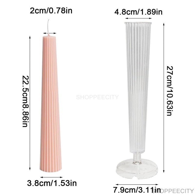 Shoppeecity Long Pole Candle Mould I Flat Head Striped Pillar Column Cylinder Acrylic Candlestick Wax Mold I for DIY Handmade Ornament Aromatherapy Cake Home Wedding Dinner Party Dcor Art Craft Making 1 Pcs 38 X 228 CM - Image 3