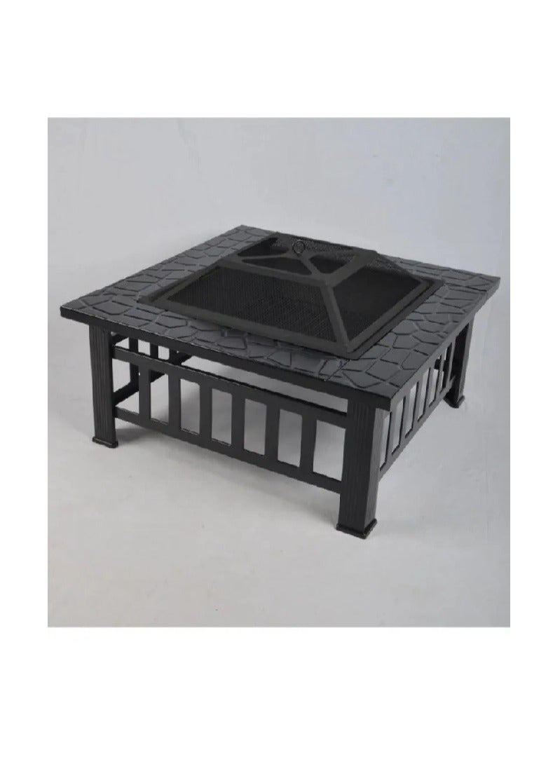 Cady One Portable Fire Pit With Grill Black 80x39x80 cm - Image 4