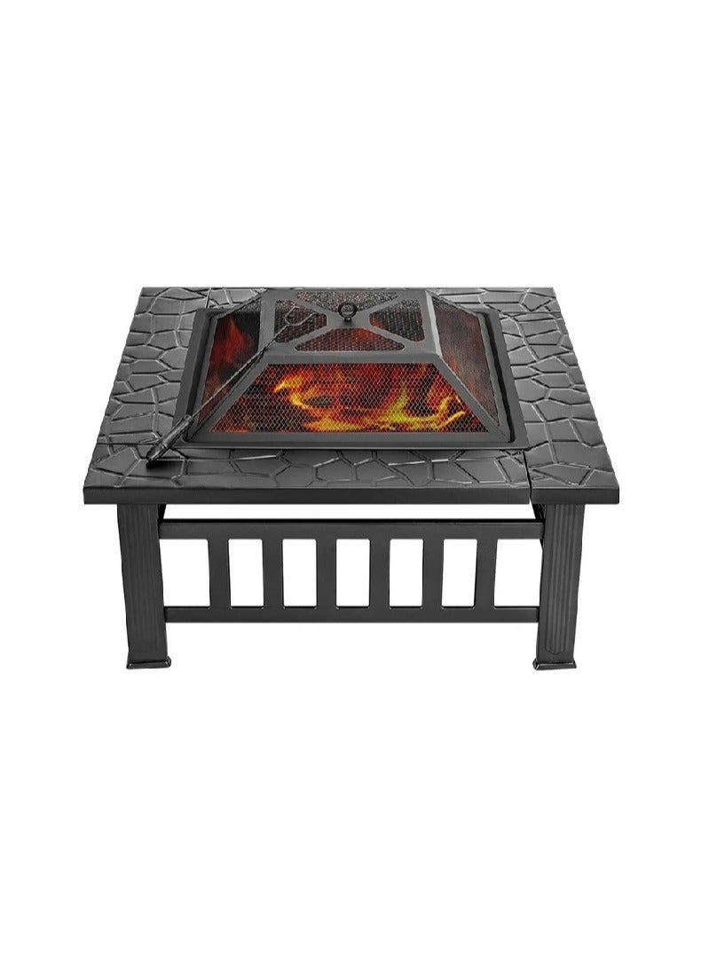 Cady One Portable Fire Pit With Grill Black 80x39x80 cm - Image 2