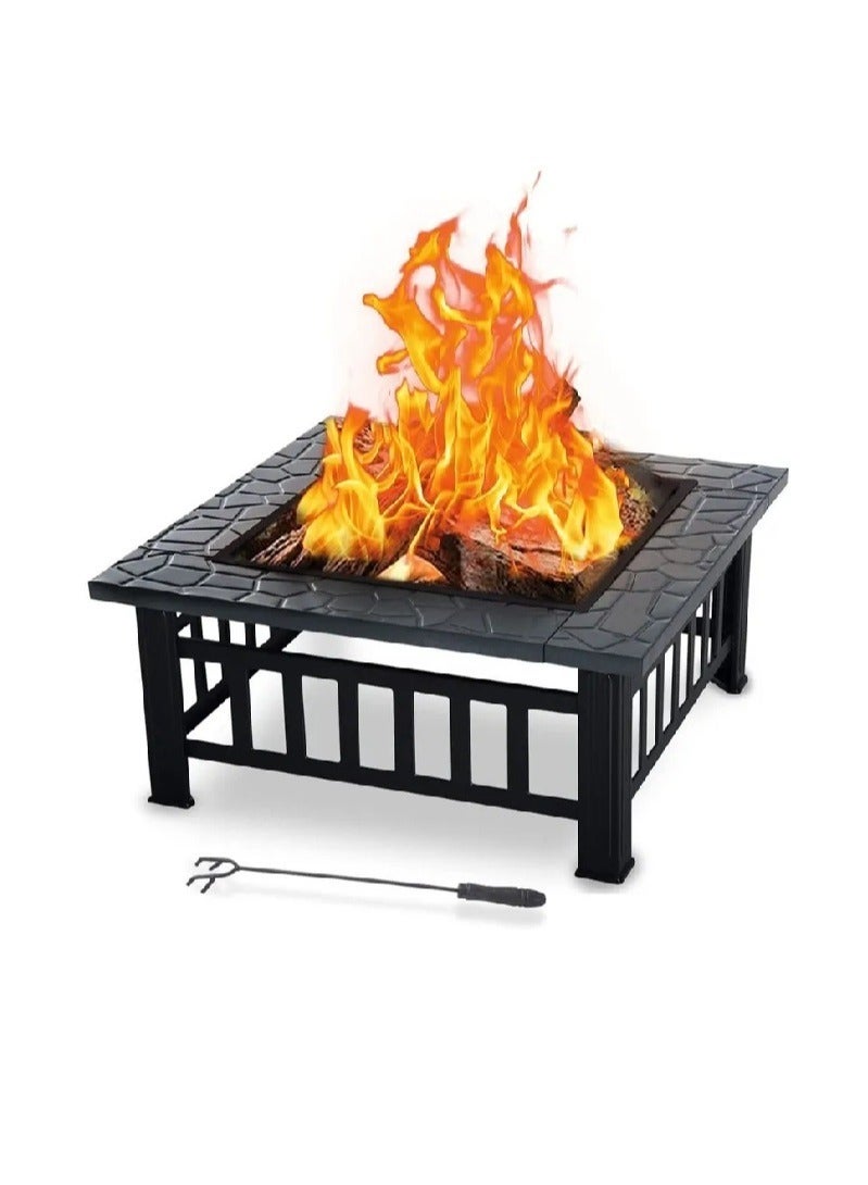 Cady One Portable Fire Pit With Grill Black 80x39x80 cm - Image 3