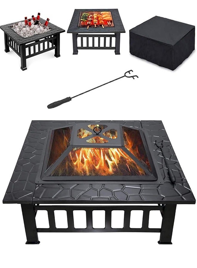 Cady One Portable Fire Pit With Grill Black 80x39x80 cm - Image 1