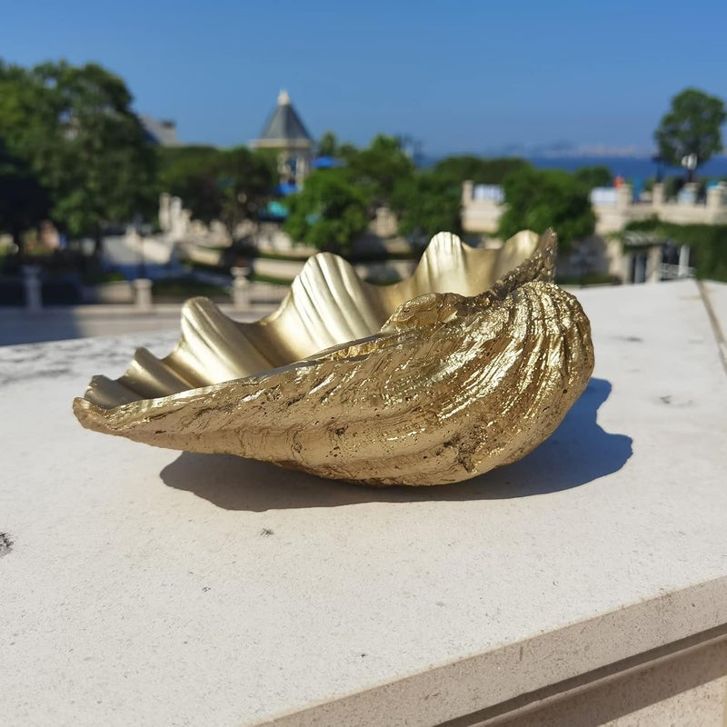 ALIWINER Chemical free Medium Gold Scalloped Clam Shell Bowl Sea Shell Decor for Nautical Beach House,Coastal Decor Gift of Housewarming and Wedding Party All user friendly build - Image 4