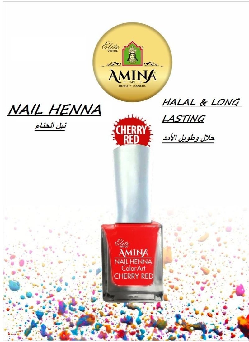 Amina Nail Polish Henna Color Art Nail Paint Mehendi Cherry Red 10 ML  - Image 1