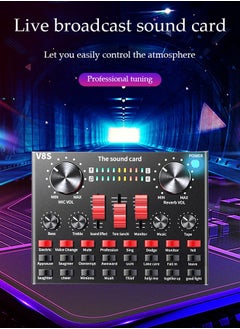DUNISO Sound Card V8 Multi-functional Live Sound Card USB Audio Interface Intelligent Volume Adjustable Audio Mixer Sound Card for Recording Hosting Speech  - Image 3