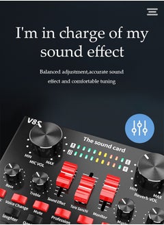 DUNISO Sound Card V8 Multi-functional Live Sound Card USB Audio Interface Intelligent Volume Adjustable Audio Mixer Sound Card for Recording Hosting Speech  - Image 5