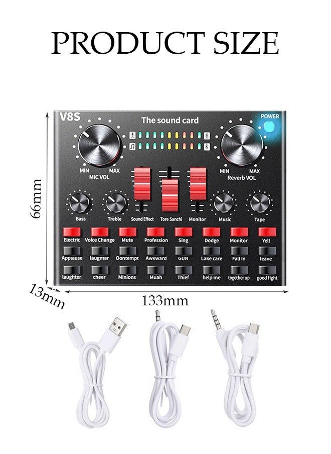 DUNISO - Sound Card V8 Multi-functional Live Sound Card USB Audio Interface Intelligent Volume Adjustable Audio Mixer Sound Card for Recording Hosting Speech - Image 1