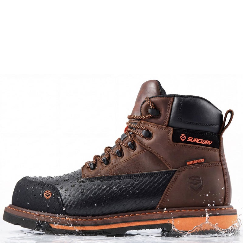 SUREWAY Men's 6" Waterproof Soft/Composite Toe Work Boot - Heavy Duty Crazy Horse Leather, Slip Resistant Lace Up for Construction & Industrial Safety - Image 3