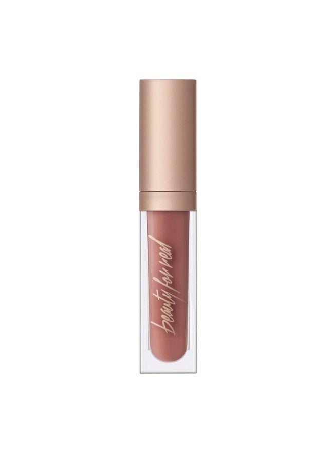 Beauty For Real Lip Gloss + Shine Nudist Beige Nude Pink Non Sticky Plumping & Hydrating Gloss Light & Mirror In Cap Contains Marine Collagen 0.15 Fl Oz - Image 2