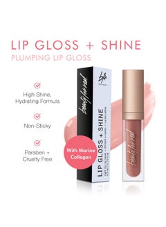 Beauty For Real Lip Gloss + Shine Nudist Beige Nude Pink Non Sticky Plumping & Hydrating Gloss Light & Mirror In Cap Contains Marine Collagen 0.15 Fl Oz  - Image 3