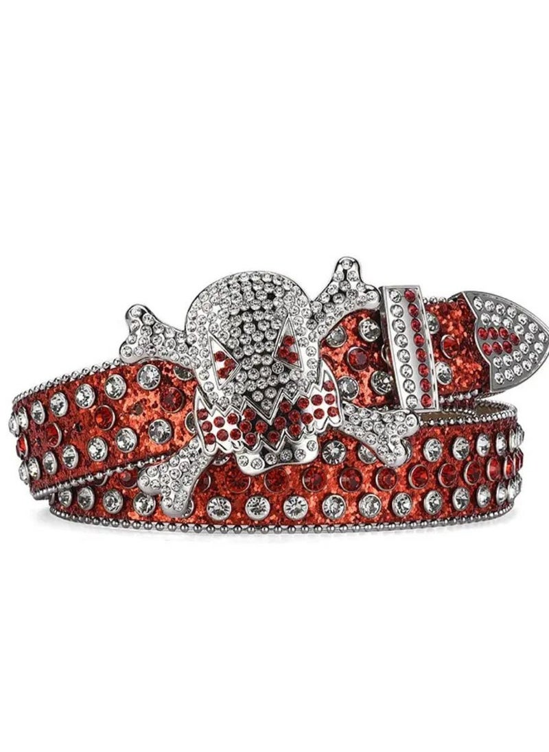 ماركة غير محددة - حزام جمجمة مرصع بأحجار الراين للرجال والنساء - Image 1