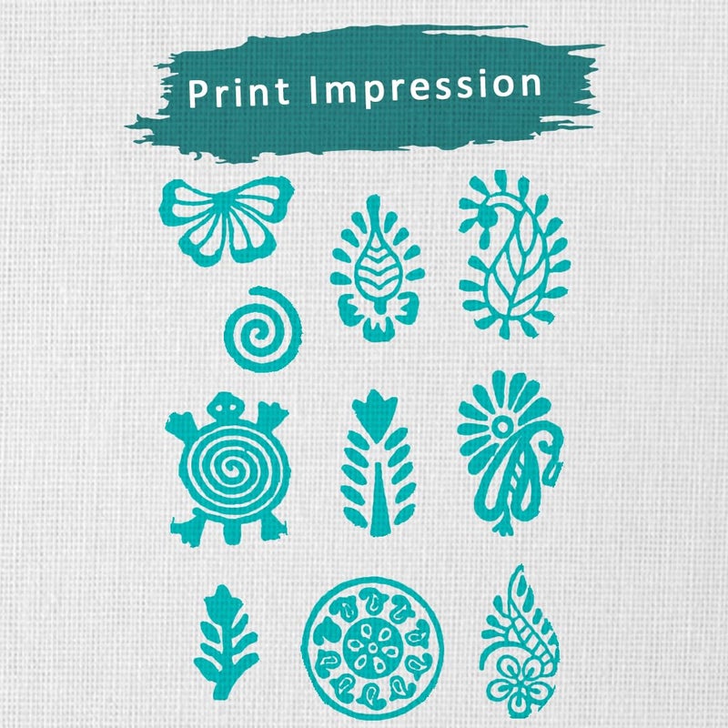 Hashcart Wooden Stamp Block, Printing Stamp Design Set | Block for Printing Saree Border | Dresses, Craft Card Making, Scrapbook, Clay Pottery | Set of 10 - Image 3