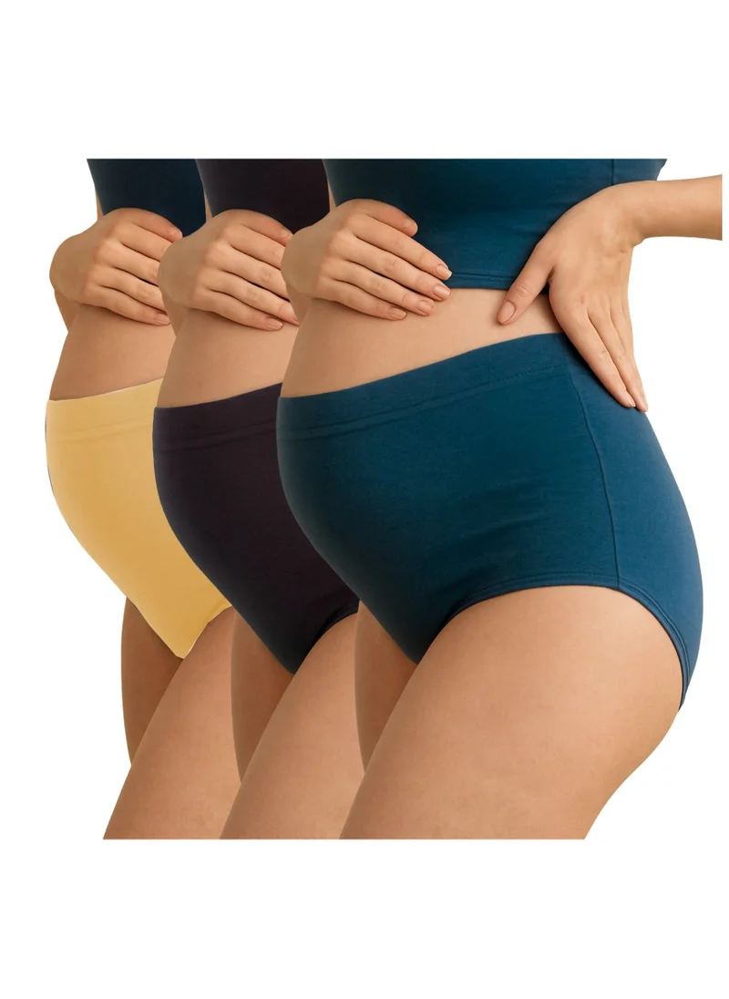 TUMMY Pack of 3 High Waist Bamboo Cotton Pregnancy Pants with Full Belly Support Comfty Breathable for Women Panties
