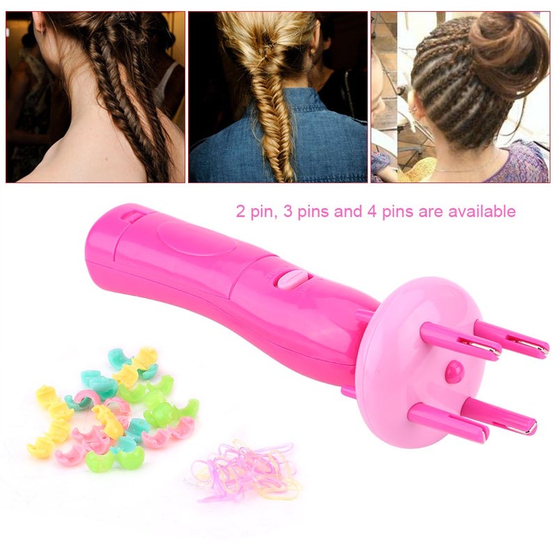 cheekyglo Hair Braider Electric Hair Braid Device, Automatic Hair Braiding Tool X Press Twist Braid Knitted Hair Styling DIY Convenient Twist Braid Hair Braiding Tool for Girl's Headdress, Pink - Image 2
