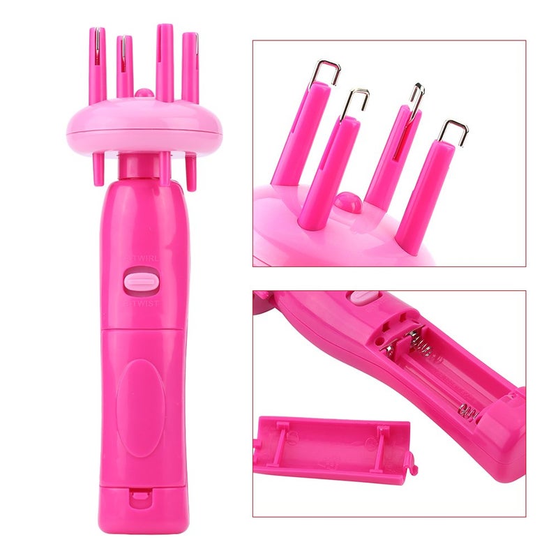 cheekyglo Hair Braider Electric Hair Braid Device, Automatic Hair Braiding Tool X Press Twist Braid Knitted Hair Styling DIY Convenient Twist Braid Hair Braiding Tool for Girl's Headdress, Pink - Image 4