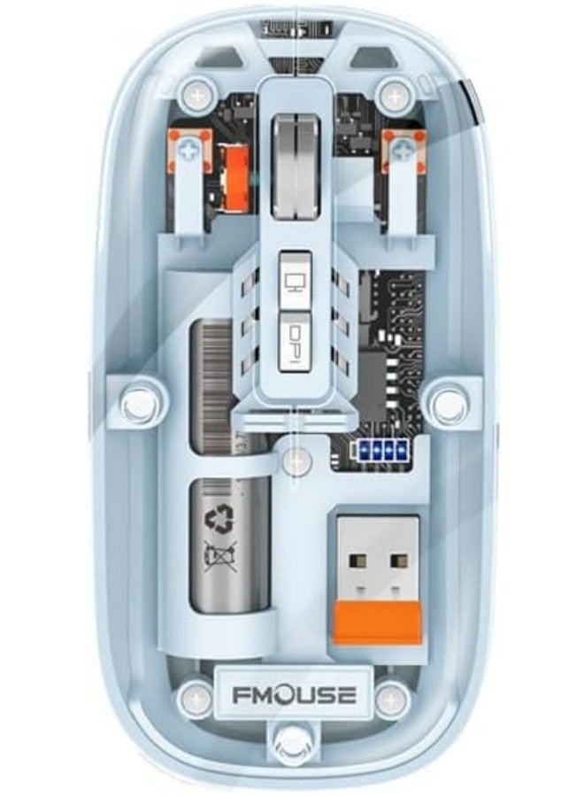 general Wireless Gaming Mouse, Transparent PC Shell Design Adjustable DPI Silent Mouse, Tri-Mode 2.4G/Bluetooth 1/Bluetooth 2 Mouse, Rechargeable Mouse for PC Laptop Tablet - Image 1