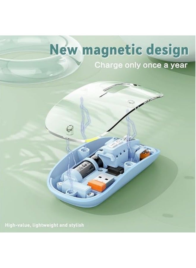 general Wireless Gaming Mouse, Transparent PC Shell Design Adjustable DPI Silent Mouse, Tri-Mode 2.4G/Bluetooth 1/Bluetooth 2 Mouse, Rechargeable Mouse for PC Laptop Tablet - Image 2