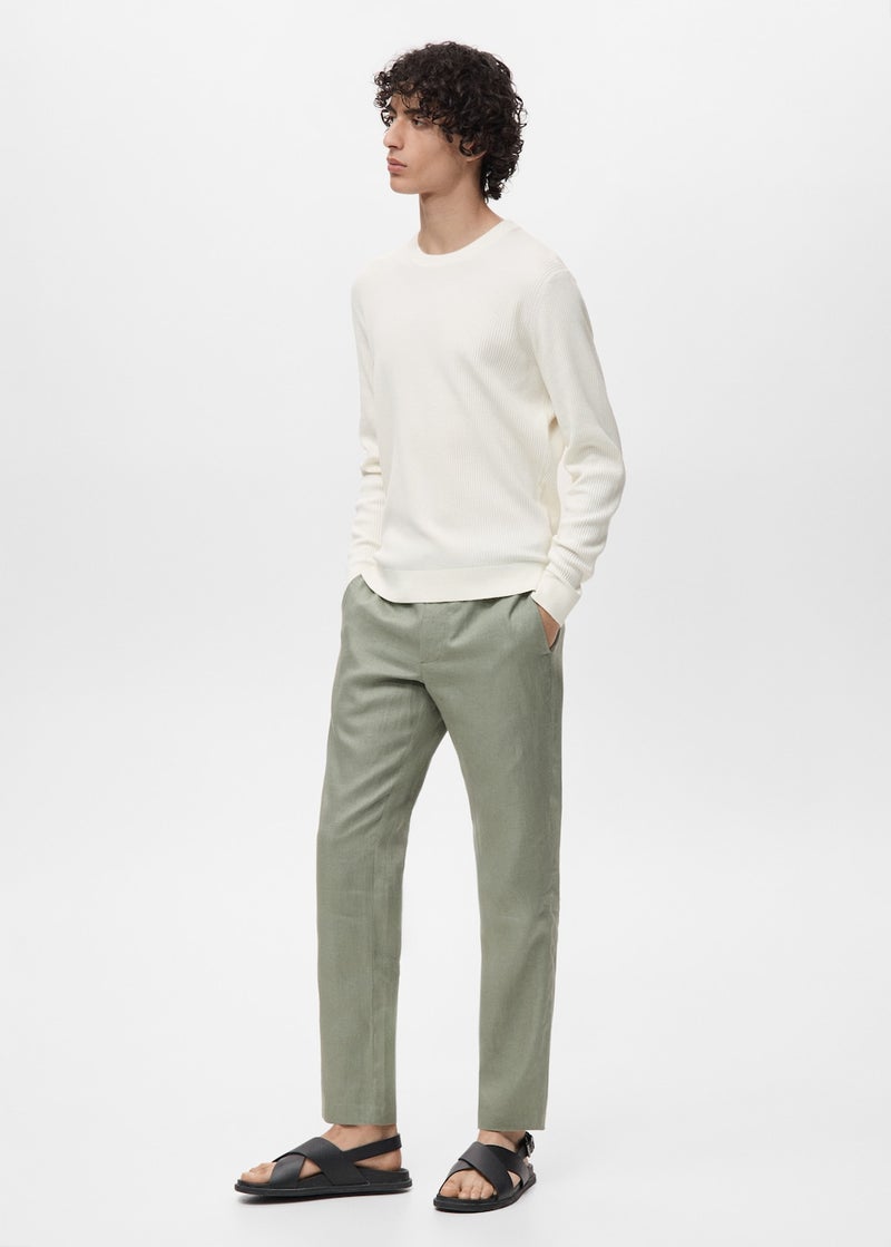 Mango Man Fine Rib-Knit Cotton Sweater  - Image 3