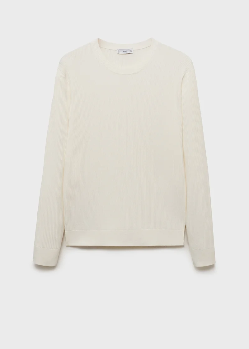 Mango Man Fine Rib-Knit Cotton Sweater